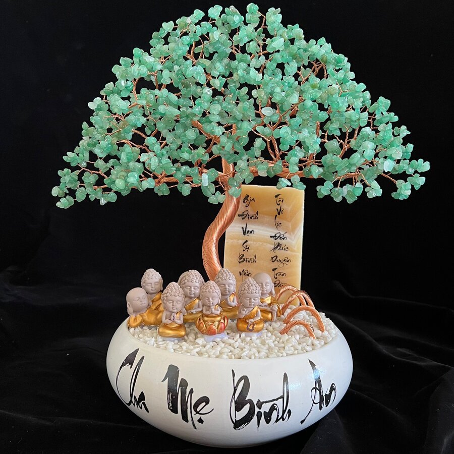 Cây bồ đề aventurine chú tiểu - cao 30cm