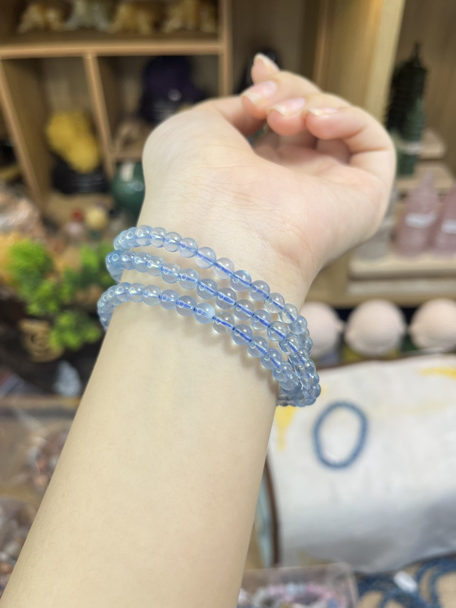 chuỗi quấn tay đá Aquamarine
