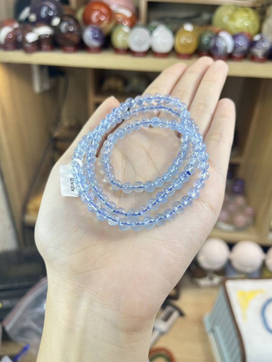chuỗi quấn tay đá Aquamarine