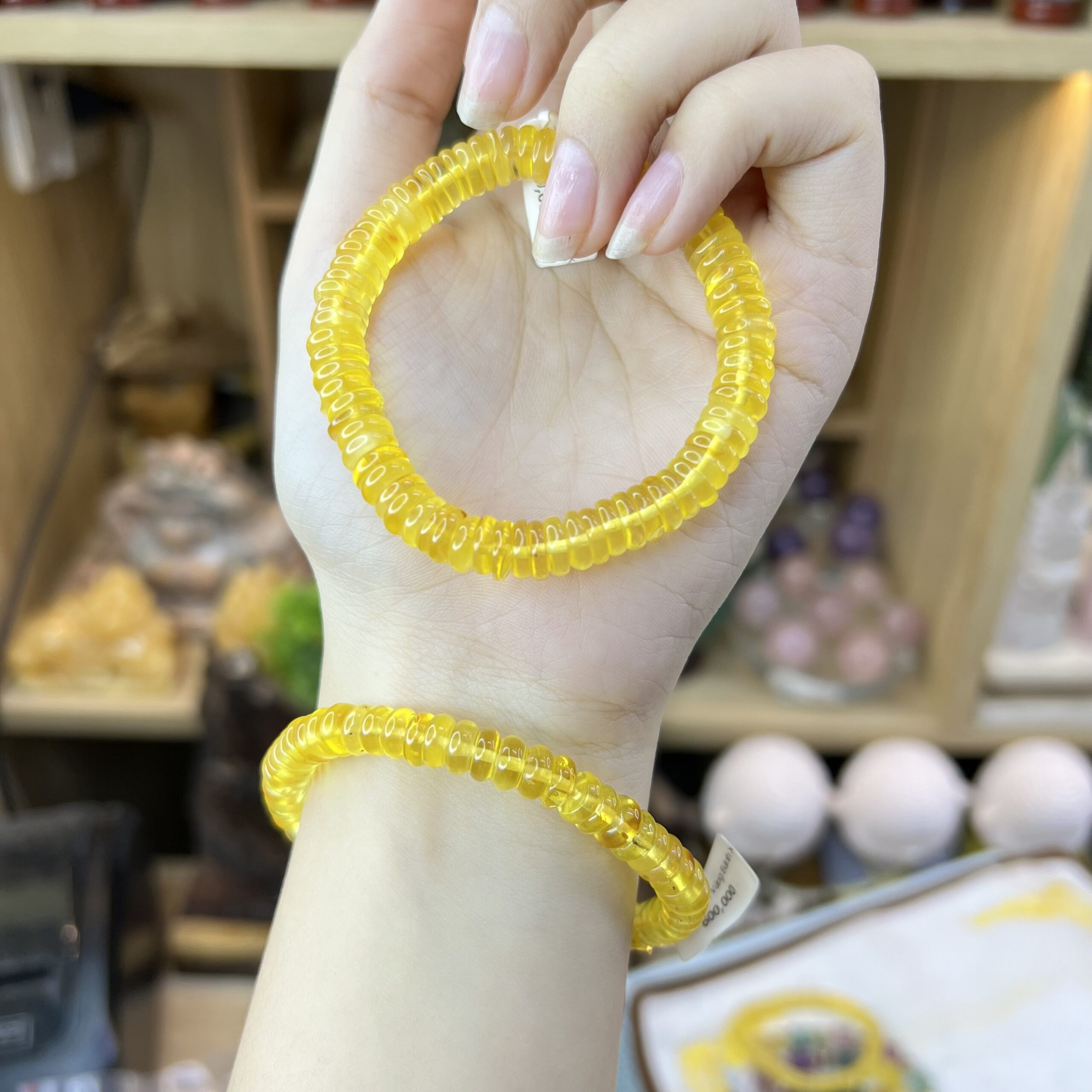 Chuỗi Hổ Phách Vàng Bánh Xe