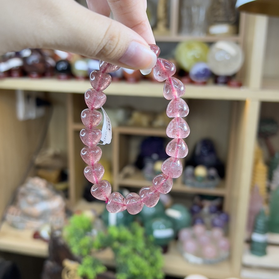 Chuỗi Tim Đá Dâu Tây Hồng – 11li